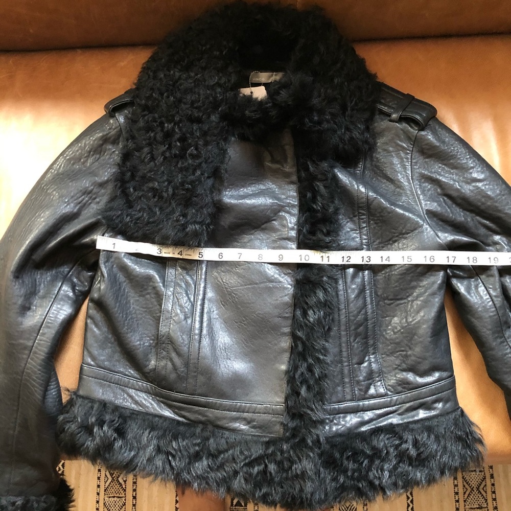Vince Leather Black Shearling fur Moto Jacket Fall Winter quiet luxury NWT - Picture 12 of 15